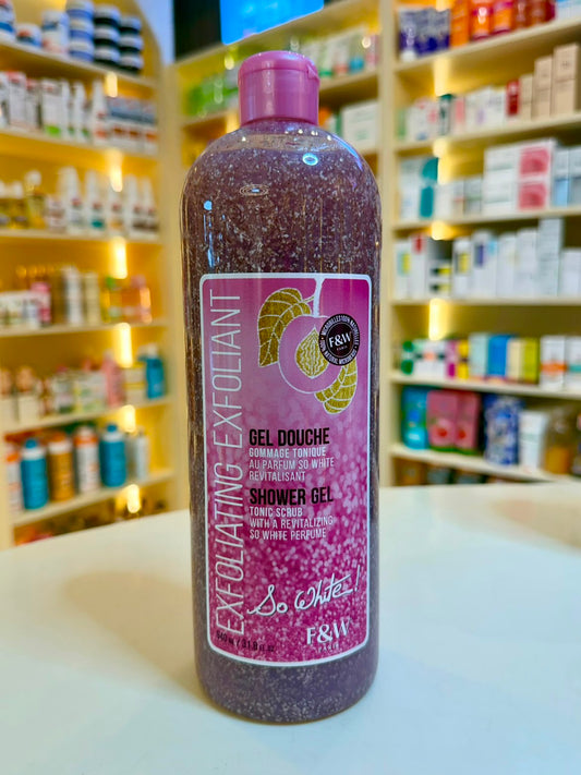 Fair and white so white exfoliating shower gel