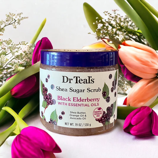 Dr. Teal‘s Peeling mit schwarzem Holunder und ätherischen Ölen